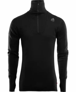 Aclima DoubleWool Polo with Zip Man Jet Black/Marengo New
