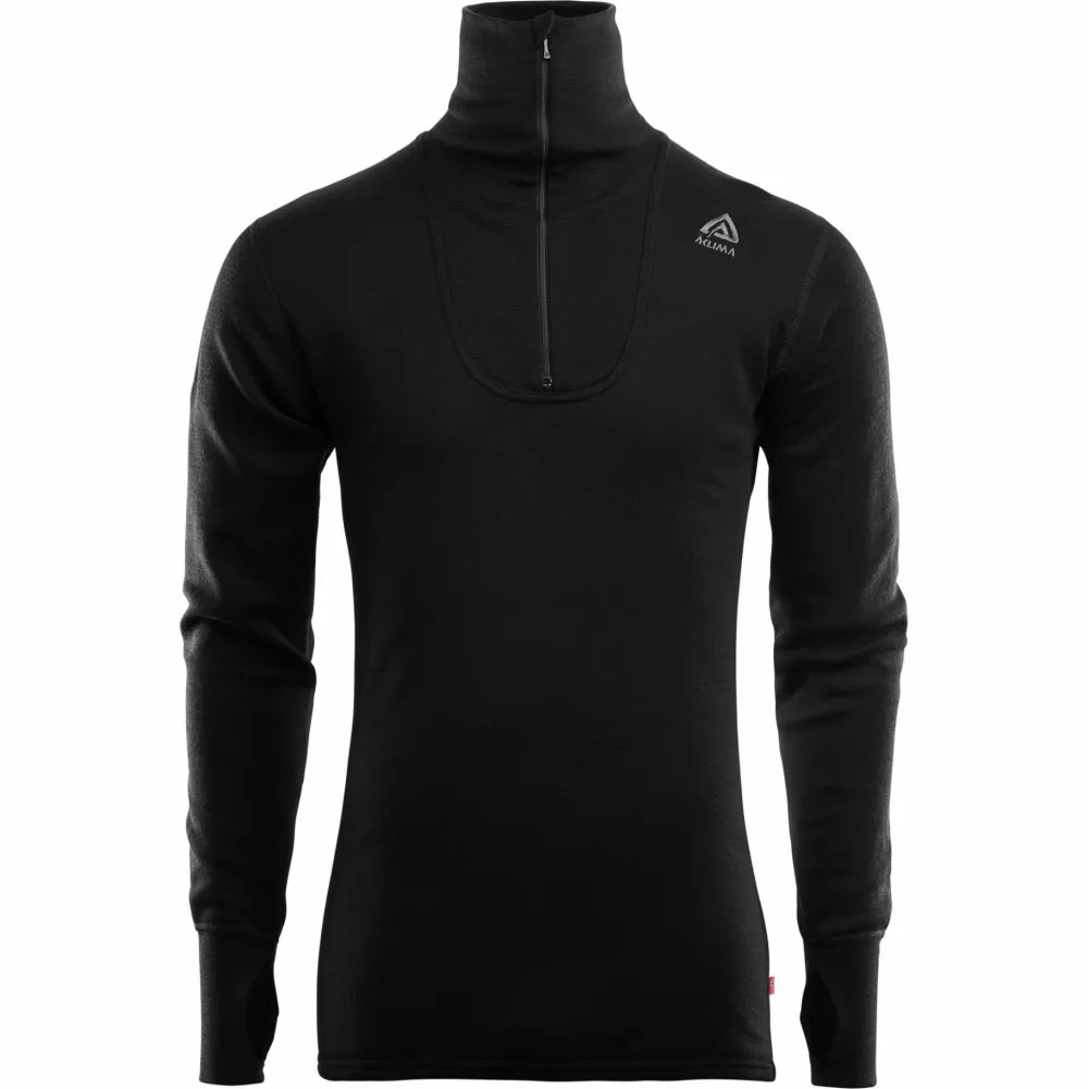 Aclima DoubleWool Polo with Zip Man Jet Black/Marengo New