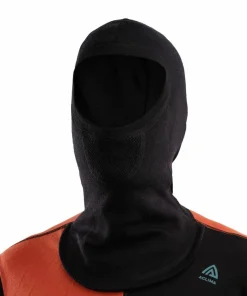 Men's WarmWool Hoodsweater with Zip Jet Black/Red Clay/North Atlantic Underställ Herr