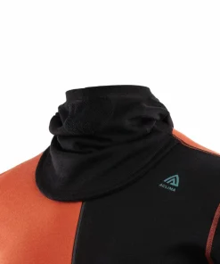 Men's WarmWool Hoodsweater with Zip Jet Black/Red Clay/North Atlantic Underställ Herr