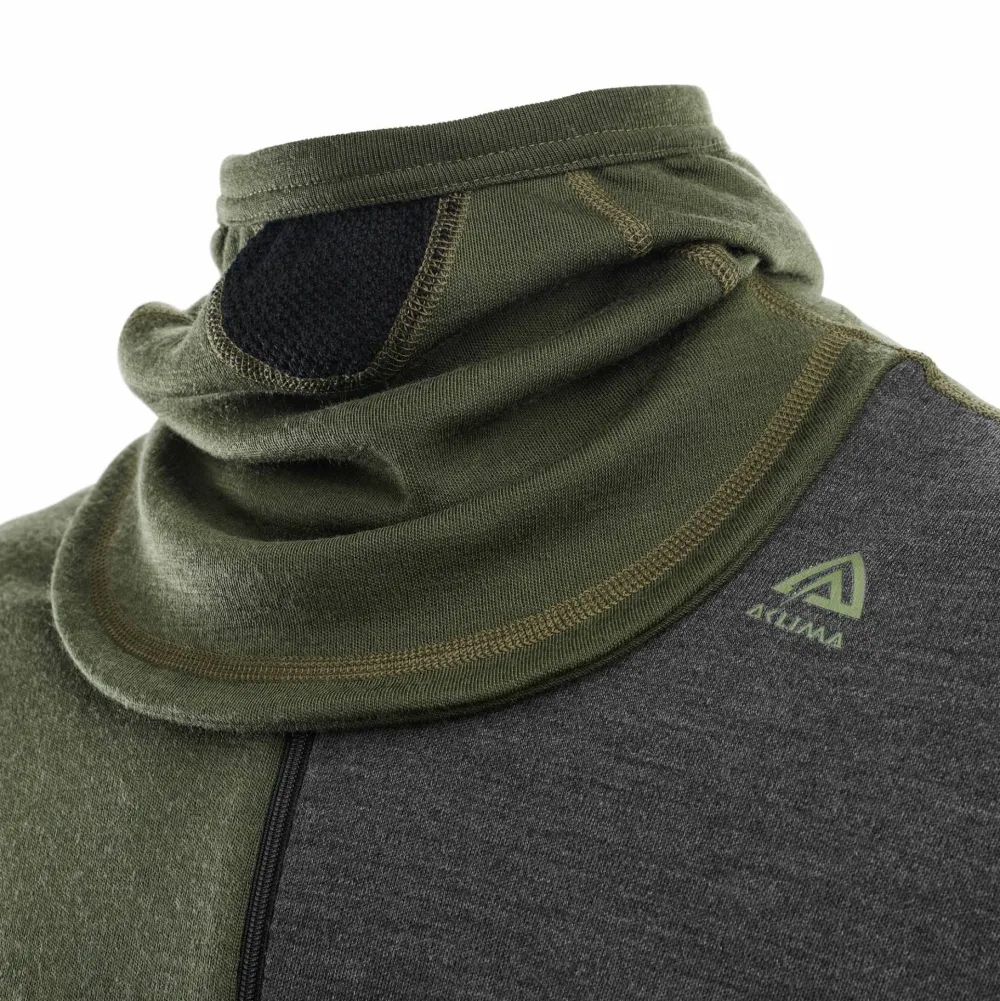 Aclima Men's WarmWool Hoodsweater with Zip Olive Night/Dill/Marengo Olive Night / Dill / Marengo Hot
