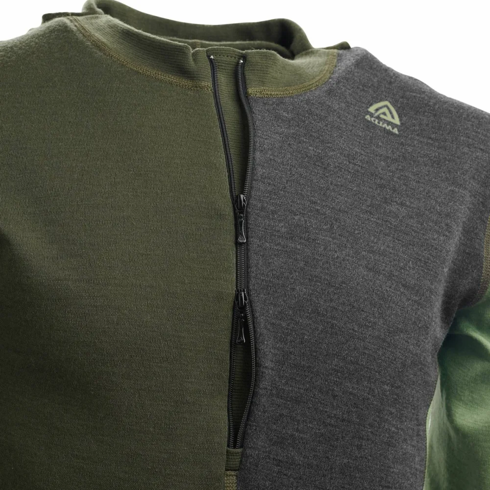Aclima Men's WarmWool Hoodsweater with Zip Olive Night/Dill/Marengo Olive Night / Dill / Marengo Hot