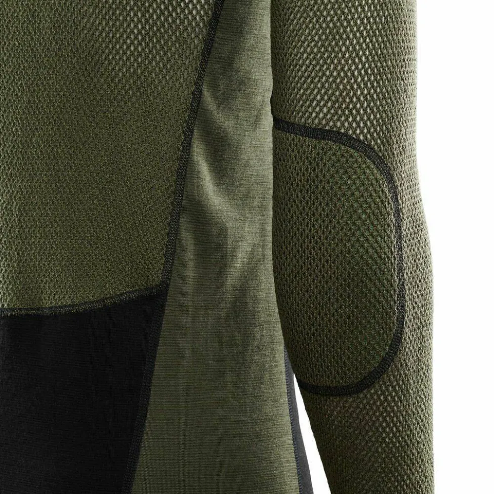 Men's WoolNet Hybrid Crew Neck Jet Black/Olive Night/Dill Underställ Herr