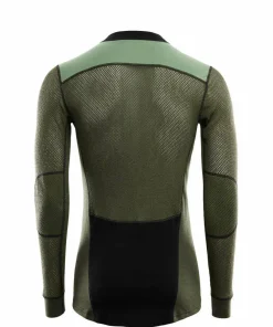 Men's WoolNet Hybrid Crew Neck Jet Black/Olive Night/Dill Underställ Herr