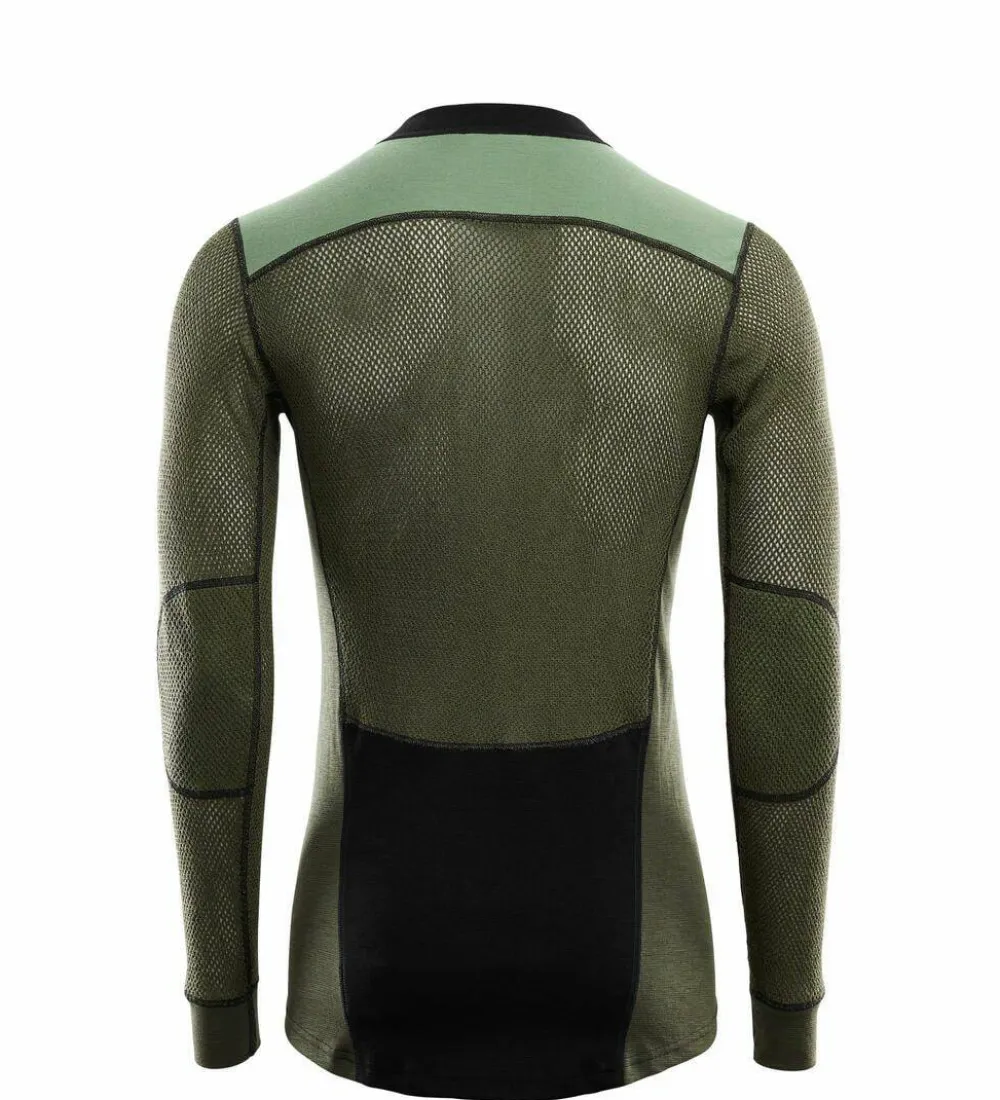 Men's WoolNet Hybrid Crew Neck Jet Black/Olive Night/Dill Underställ Herr
