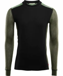 Men's WoolNet Hybrid Crew Neck Jet Black/Olive Night/Dill Underställ Herr