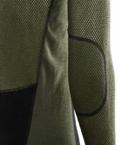 Men's WoolNet Hybrid Crew Neck Jet Black/Olive Night/Dill Underställ Herr