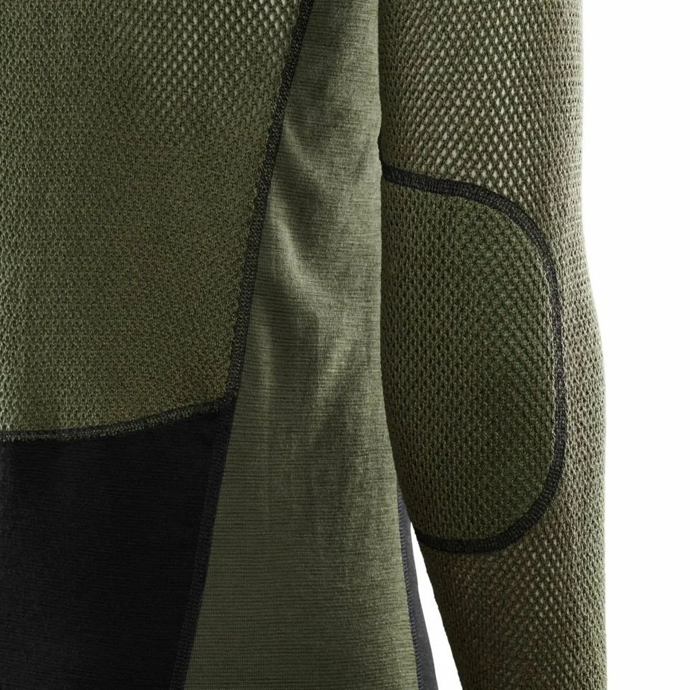 Men's WoolNet Hybrid Crew Neck Jet Black/Olive Night/Dill Underställ Herr