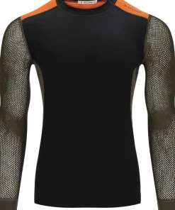 Aclima Men's WoolNet Hybrid Crew Neck Jet Black/Tarmac/Gold Flame