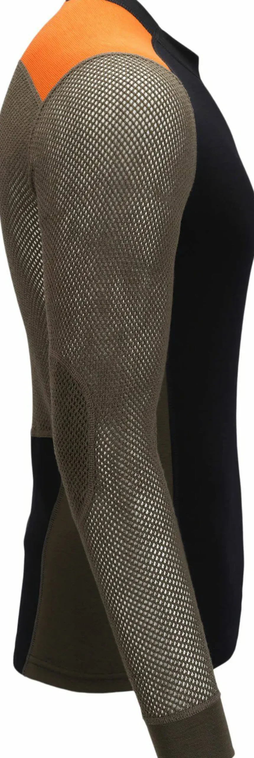 Aclima Men's WoolNet Hybrid Crew Neck Jet Black/Tarmac/Gold Flame