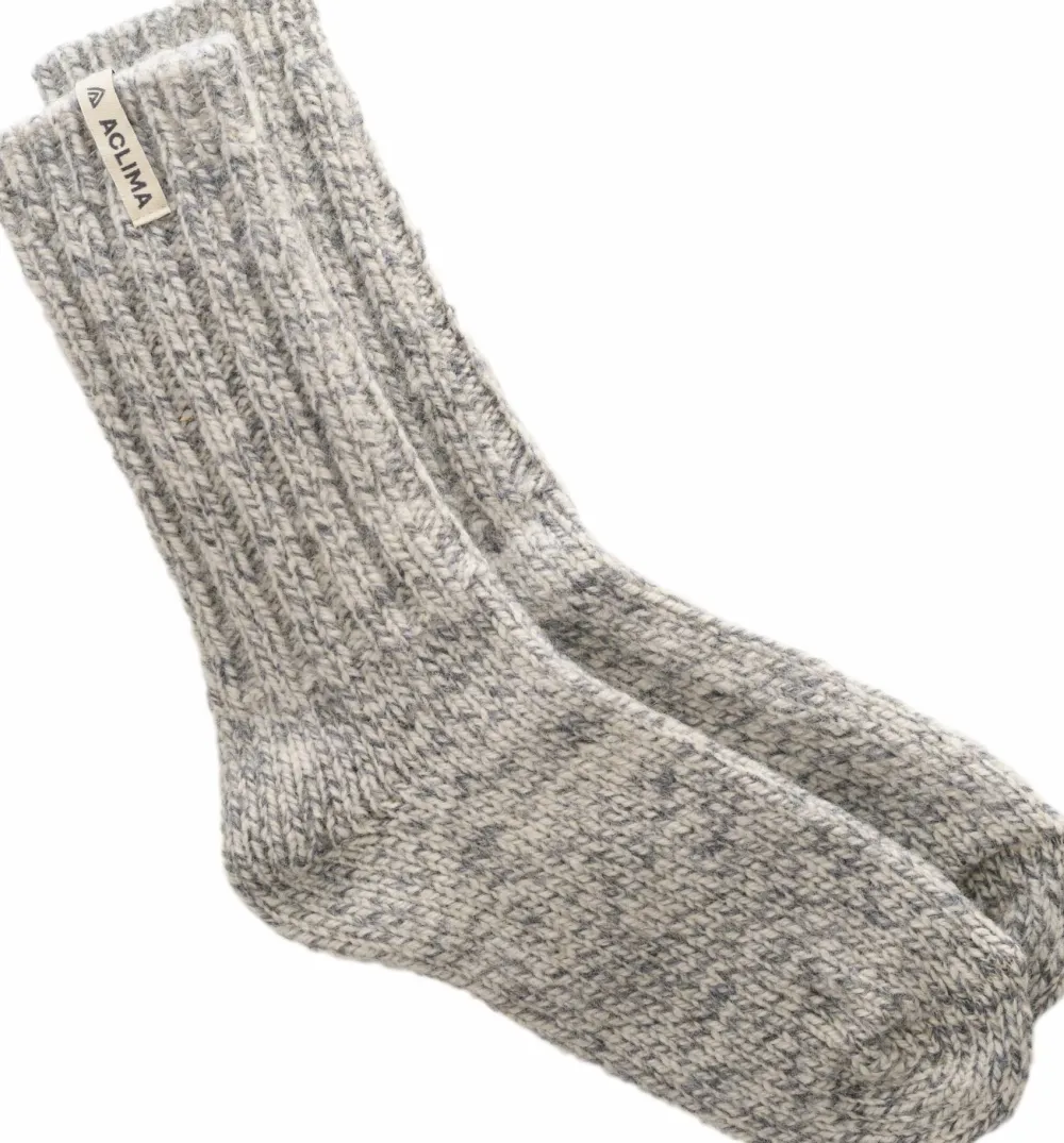 Discount Norwegian Wool Socks Grey/White Damstrumpor