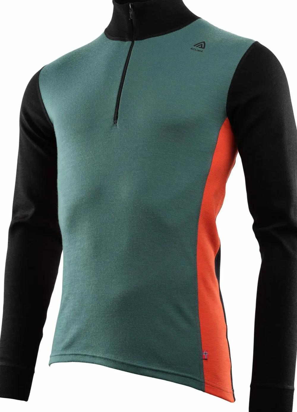 Aclima WarmWool Mock Neck with Zip Man Jet Black/North Atlantic/Red Clay Jet Black / North Atlantic / Red Clay New
