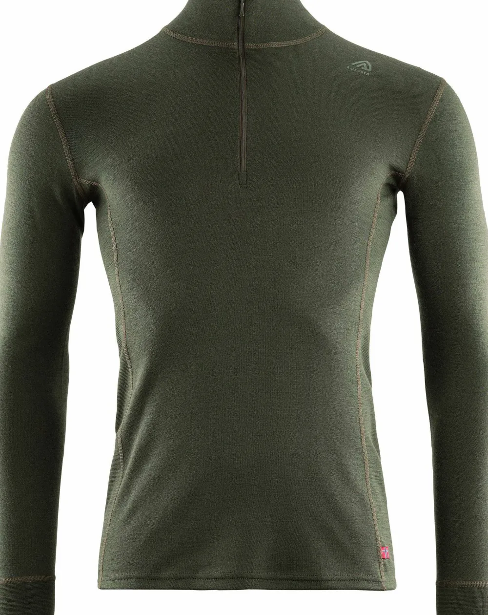 Aclima WarmWool Mock Neck with Zip Man Olive Night Hot