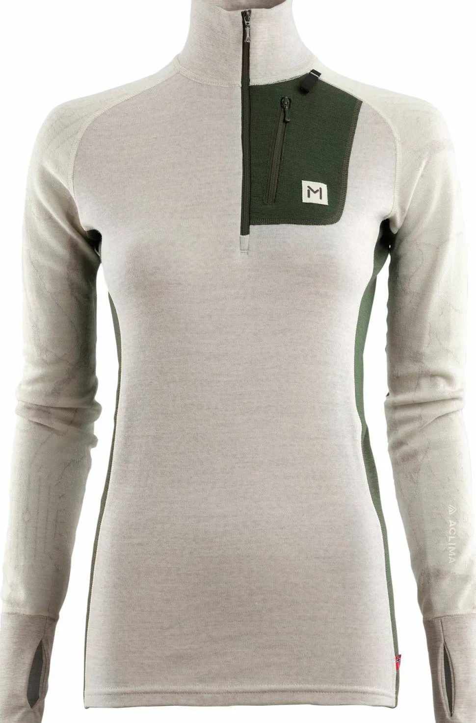 Aclima Women's Lars Monsen Femunden Polo Beige Melange/Olive Night/Femunden Light