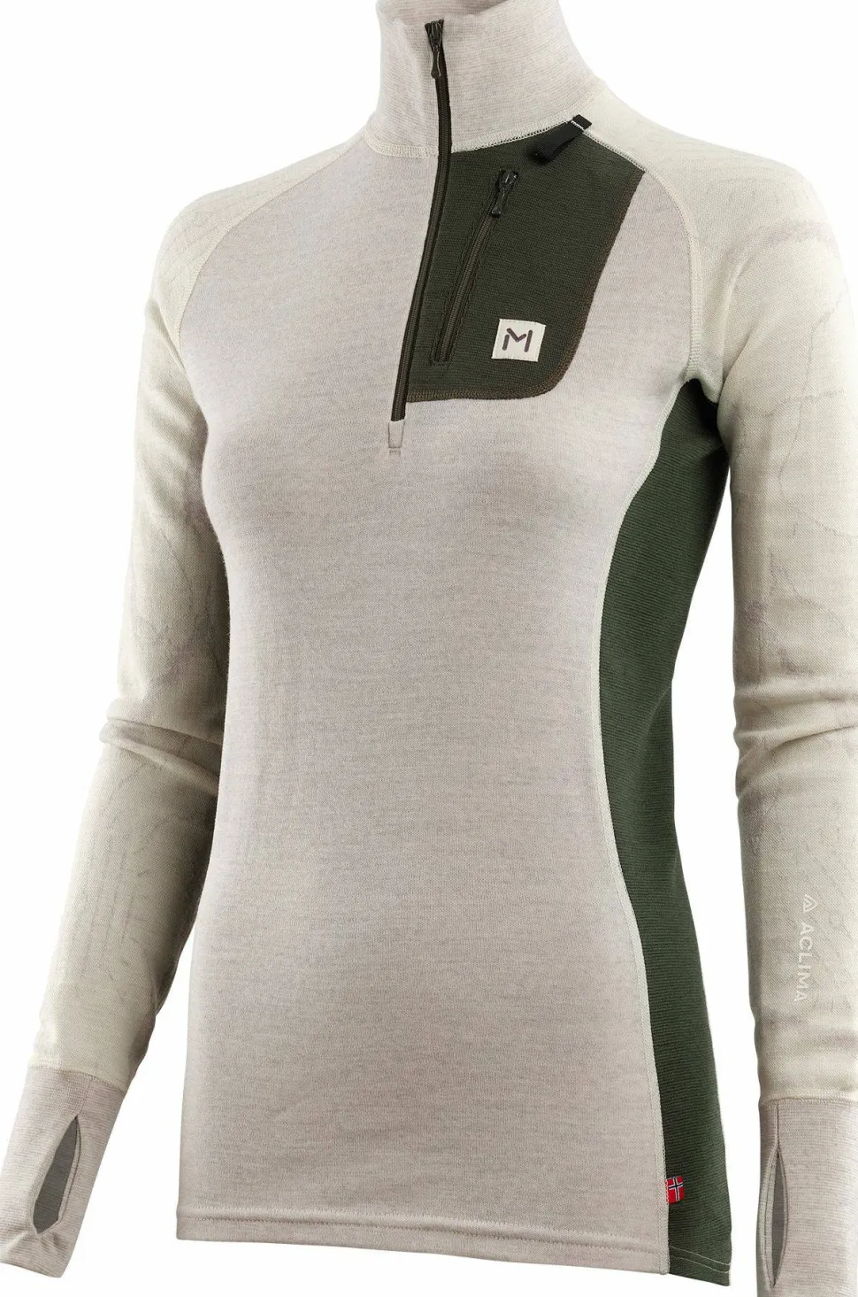 Aclima Women's Lars Monsen Femunden Polo Beige Melange/Olive Night/Femunden Light