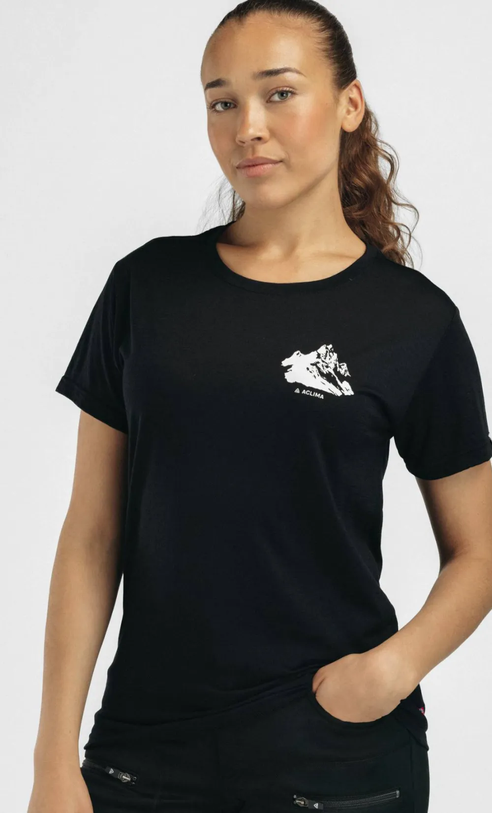 Aclima Women's Lightwool 140 Classic Tee Mountain Jet Black New