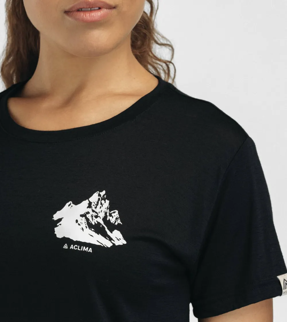 Aclima Women's Lightwool 140 Classic Tee Mountain Jet Black New