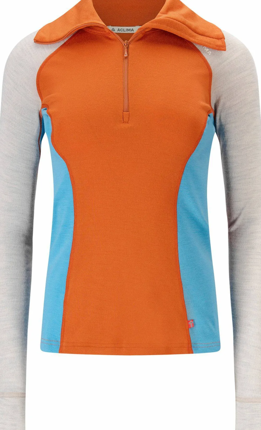Aclima Women's WarmWool Polo Gold Flame/Beige Melange/Niagara New