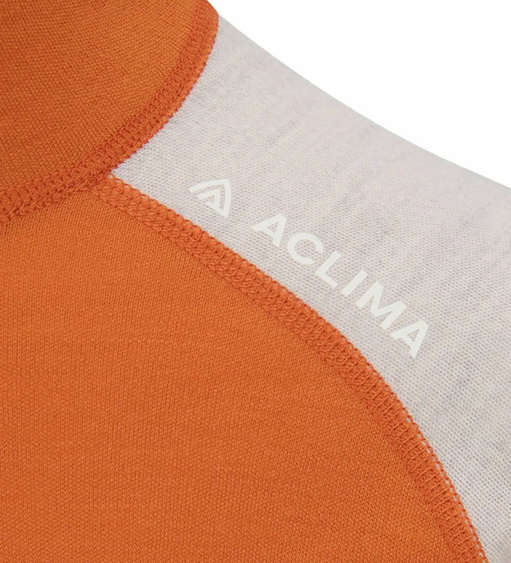 Aclima Women's WarmWool Polo Gold Flame/Beige Melange/Niagara New