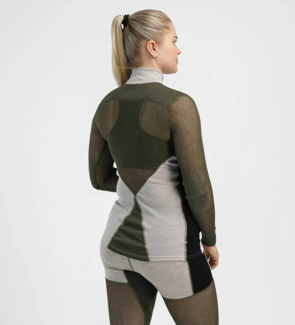 Women's WoolNet Hybrid Mock Neck Underställ Dam