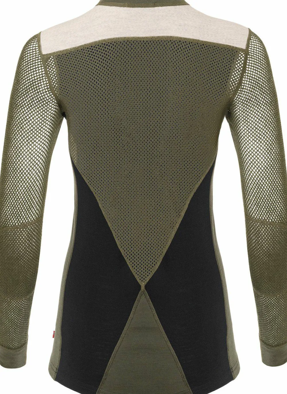 Aclima Women's WoolNet Hybrid Crew Neck Jet Black/Tarmac/Beige Melange