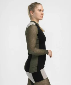 Aclima Women's WoolNet Hybrid Crew Neck Jet Black/Tarmac/Beige Melange