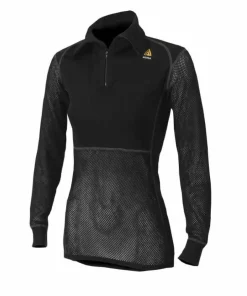 Aclima WoolNet Polo With Zip Woman Jet Black Hot