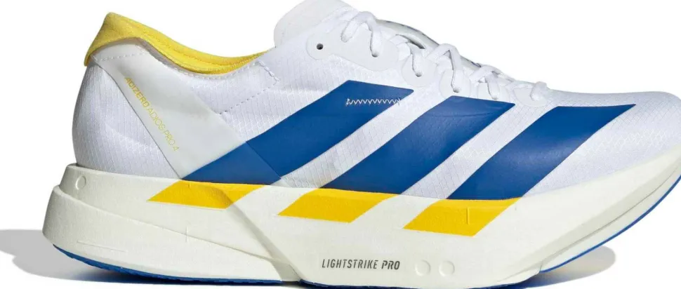 Adidas Men's Adizero Adios Pro 4 Cloud white/Blue/Yellow