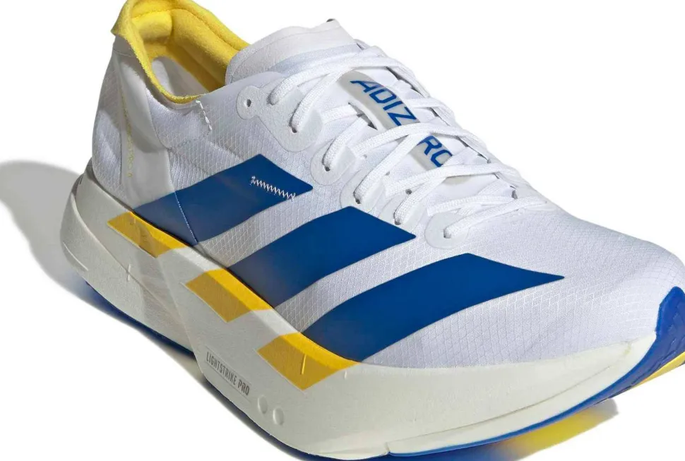Adidas Men's Adizero Adios Pro 4 Cloud white/Blue/Yellow