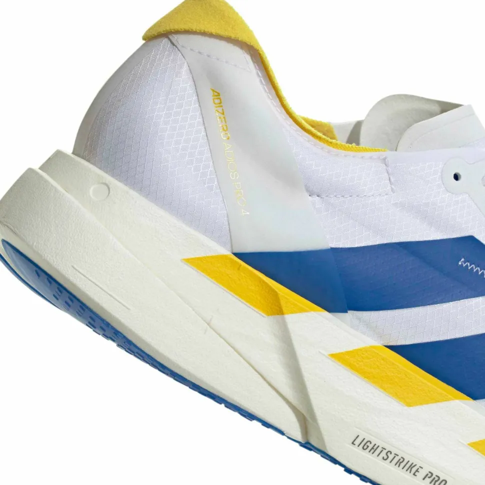 Adidas Men's Adizero Adios Pro 4 Cloud white/Blue/Yellow