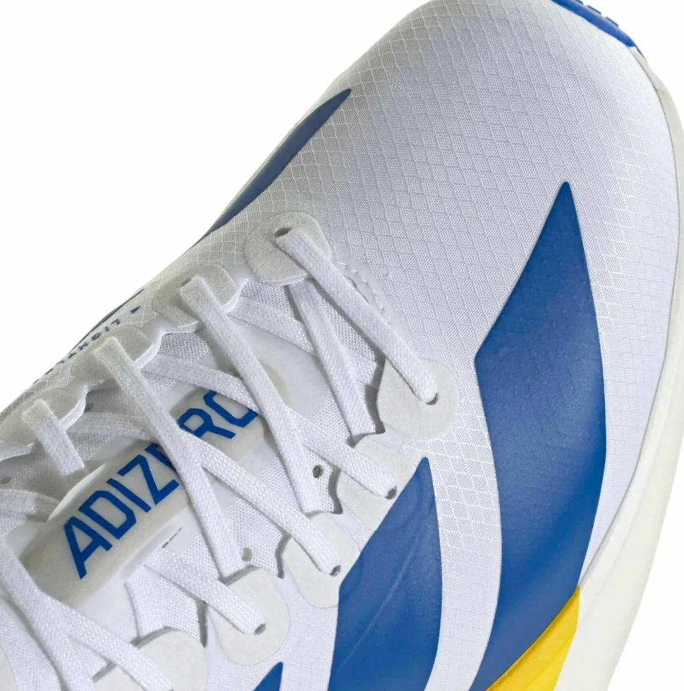 Adidas Men's Adizero Adios Pro 4 Cloud white/Blue/Yellow
