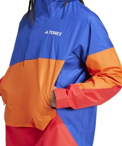 Adidas Men's Terrex Xploric 2.5L Climaproof Anorak Semi lucid blue/ Semi impact orange / Pure ruby