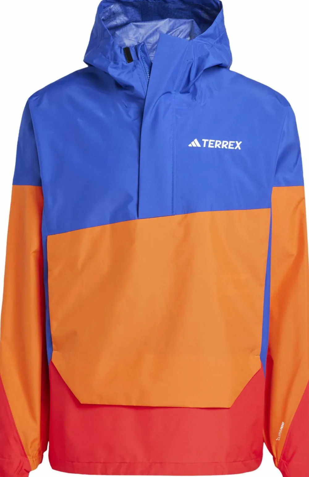 Adidas Men's Terrex Xploric 2.5L Climaproof Anorak Semi lucid blue/ Semi impact orange / Pure ruby