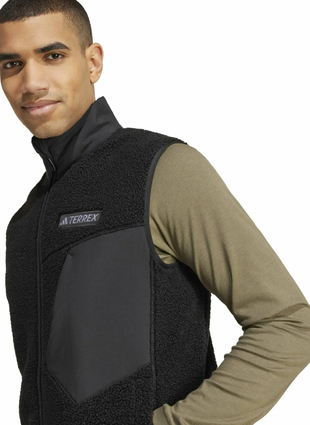 Adidas Men's Terrex Xploric High Pile Fleece Vest Black New