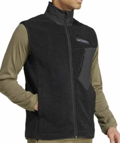 Adidas Men's Terrex Xploric High Pile Fleece Vest Black New