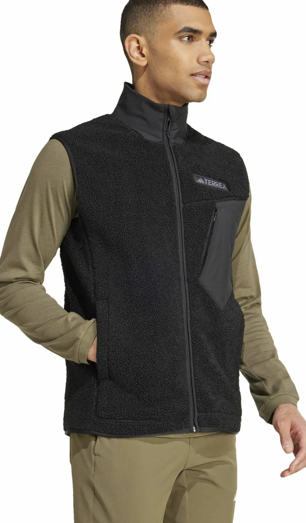 Adidas Men's Terrex Xploric High Pile Fleece Vest Black New