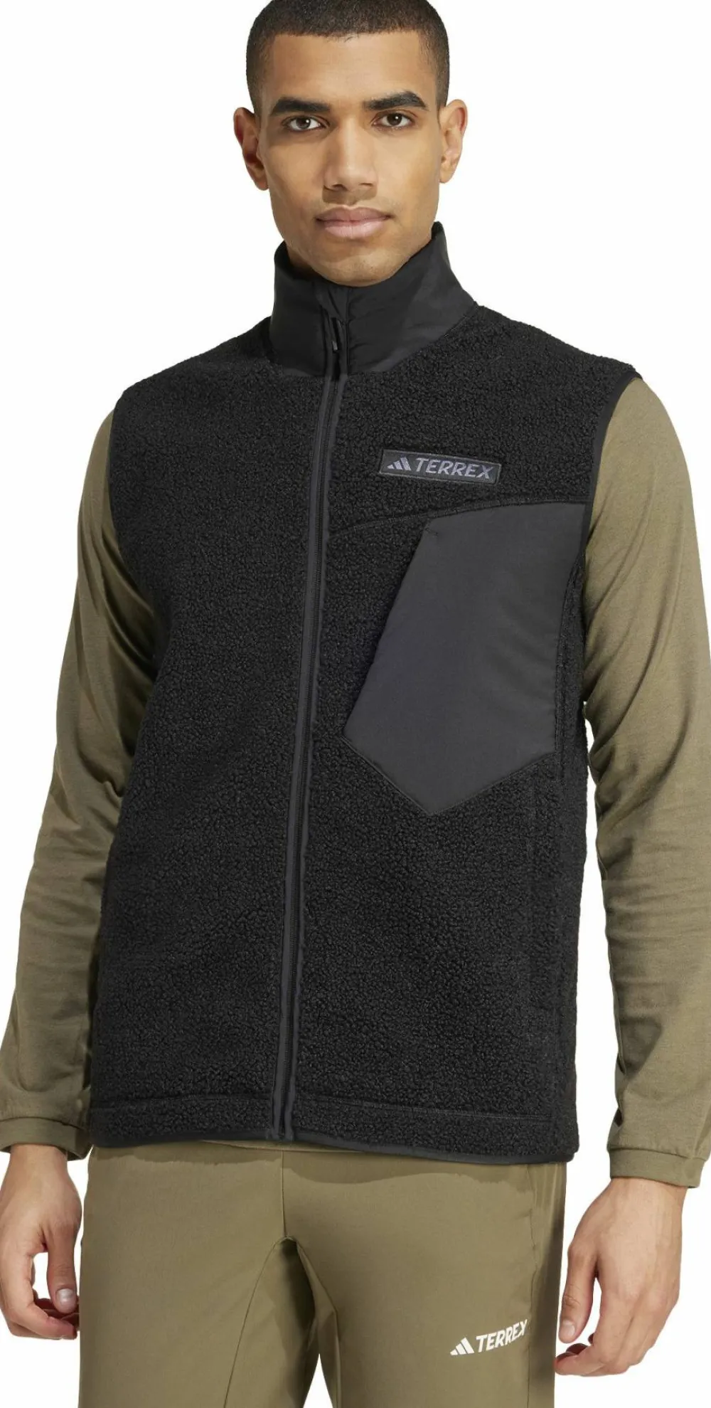 Adidas Men's Terrex Xploric High Pile Fleece Vest Black New