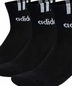Adidas 3-Stripes Linear Half-Crew Cushioned Socks 3 Pairs Black/White New