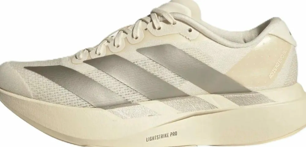 Adidas Women's Adizero Evo SL Wonder White/Cyber Metallic/Warm Vanilla Clearance