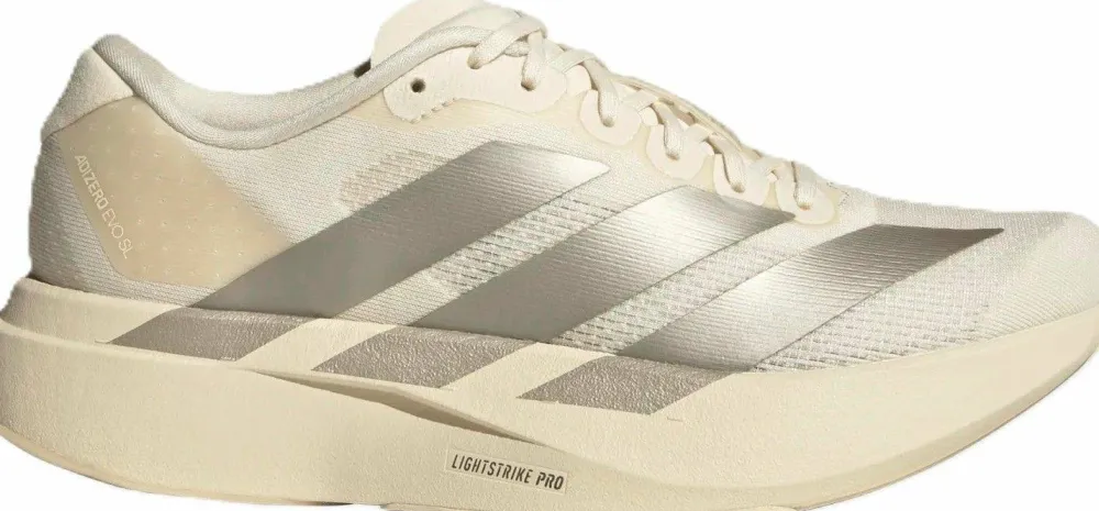 Adidas Women's Adizero Evo SL Wonder White/Cyber Metallic/Warm Vanilla Clearance