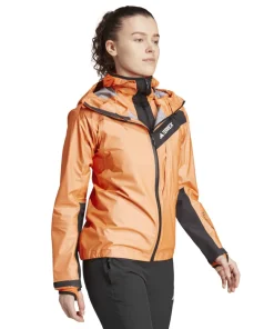 Adidas Women's Terrex Techrock Light GORE-TEX Active Rain Jacket Semi Impact Orange Discount