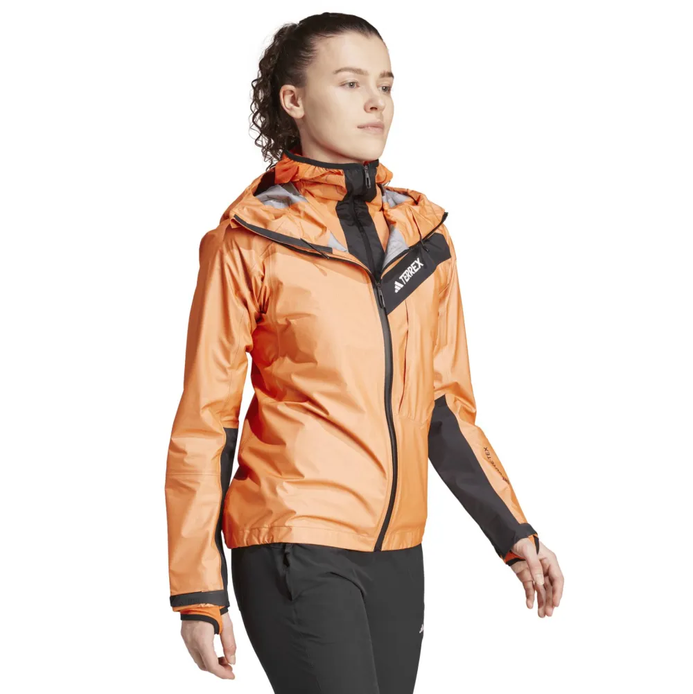 Adidas Women's Terrex Techrock Light GORE-TEX Active Rain Jacket Semi Impact Orange Discount