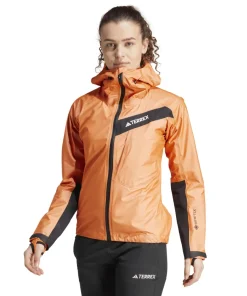 Adidas Women's Terrex Techrock Light GORE-TEX Active Rain Jacket Semi Impact Orange Discount