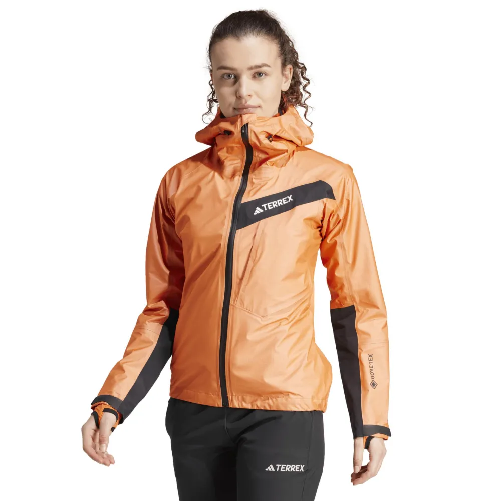 Adidas Women's Terrex Techrock Light GORE-TEX Active Rain Jacket Semi Impact Orange Discount