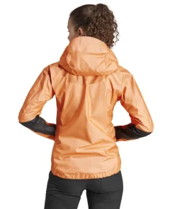 Adidas Women's Terrex Techrock Light GORE-TEX Active Rain Jacket Semi Impact Orange Discount