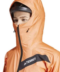 Adidas Women's Terrex Techrock Light GORE-TEX Active Rain Jacket Semi Impact Orange Discount