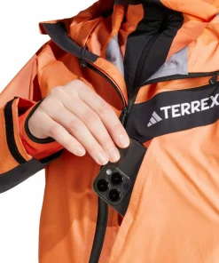 Adidas Women's Terrex Techrock Light GORE-TEX Active Rain Jacket Semi Impact Orange Discount
