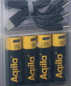 Aqiila USB-C Rechargeable AA Battery (1,5V / 2000mAh) 4-pack Black Sale