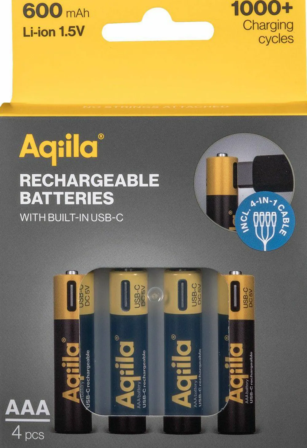 USB-C Rechargeable AAA Battery (1,5 V / 600 mAh) 4-pack Elektronik