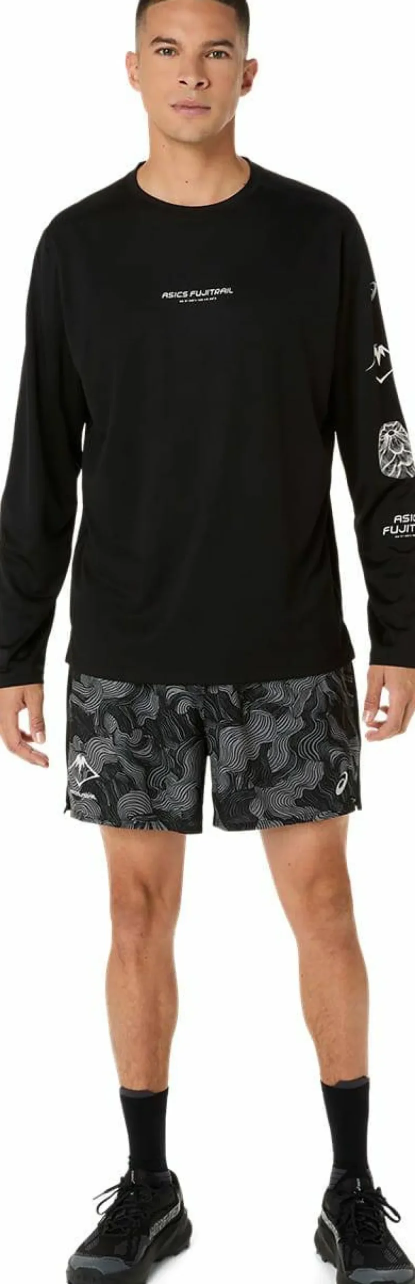 Asics Men's Fujitrail All Over Print 5in Shorts Performance Black/Carbon/Cream Online